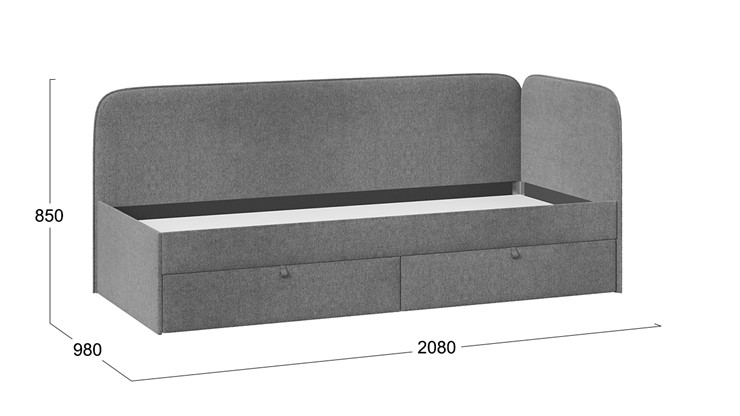 Кровать в детскую Молли тип 1 (90), Микровелюр Scandi Graphite 22 в Муравленко - изображение 3