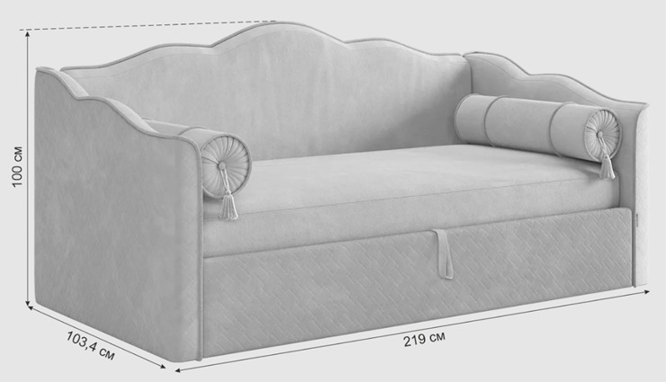 Кроватка с подъемным механизмом Лея (Софа) 90х200 (латте (велюр)/крем (велюр)) в Салехарде - изображение 5