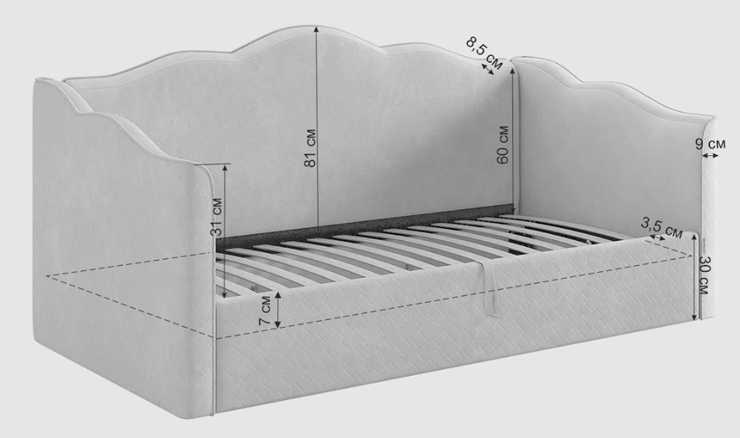 Кроватка с подъемным механизмом Лея (Софа) 90х200 (латте (велюр)/крем (велюр)) в Салехарде - изображение 6