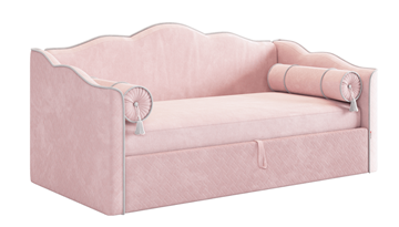 Кровать в детскую с подъемным механизмом Лея (Софа) 90х200 (нежно-розовый (велюр)/галька (велюр)) в Лабытнанги - предосмотр