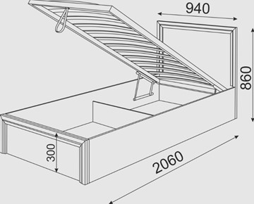 Кровать с подъемным механизмом Остин М22 в Новом Уренгое - предосмотр 2
