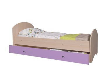 Детская кровать с ящиком Мозайка без бортиков, корпус Млечный дуб/фасад Ирис (ламели) в Салехарде