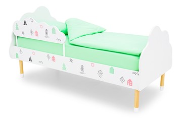 Кровать детская Stumpa Облако "Домики розовый, бирюзовый" в Новом Уренгое