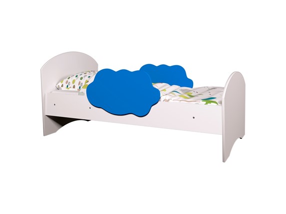 Кровать с бортиками Тучка, корпус Белый, фасад Синий в Салехарде - изображение