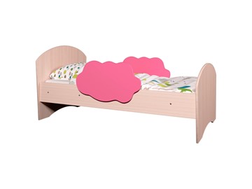 Кровать с бортиками Тучка, корпус Дуб млечный, фасад Розовый в Тарко-Сале