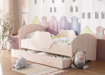 Кровать детская Тучка с ящиком, корпус Дуб млечный, фасад Дуб млечный в Салехарде