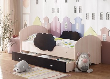 Кровать детская Тучка с ящиком, корпус Дуб млечный, фасад Венге в Ноябрьске