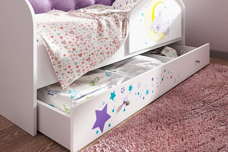 Кровать с бортиками Звездочка с бортиком, Фиолетовый в Салехарде - изображение 1