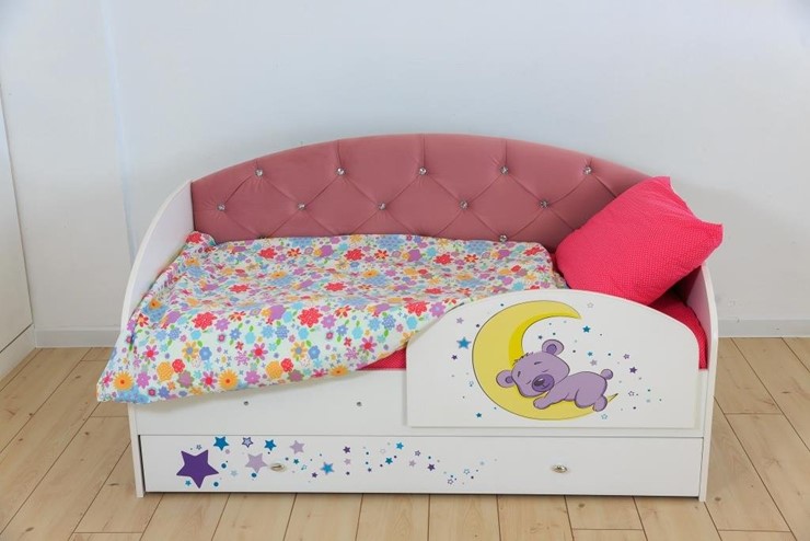 Детская кровать односпальная Звездочка с бортиком, Розовый в Салехарде - изображение 6