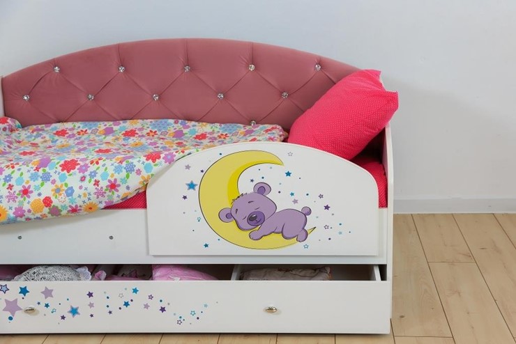 Детская кровать односпальная Звездочка с бортиком, Розовый в Салехарде - изображение 7