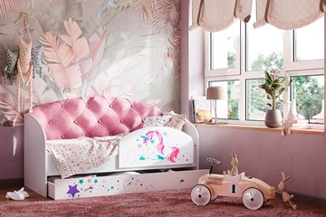 Детская кровать односпальная Звездочка с бортиком, Розовый в Губкинском