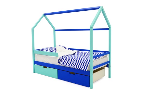 Кровать-домик детская Svogen синий-мятный в Салехарде - изображение