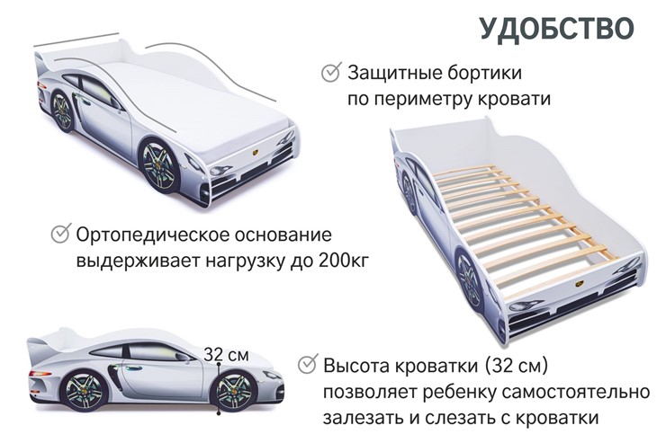 Кровать-машина детская Porsche в Муравленко - изображение 6