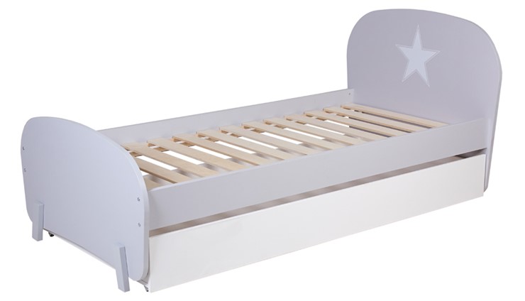 Кровать с ящиком POLINI Kids Mirum 1915 Серый / Белый в Салехарде - изображение 4