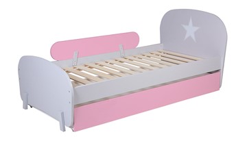Кровать с ящиком POLINI Kids Mirum 1915 Серый / розовый в Салехарде - предосмотр 2