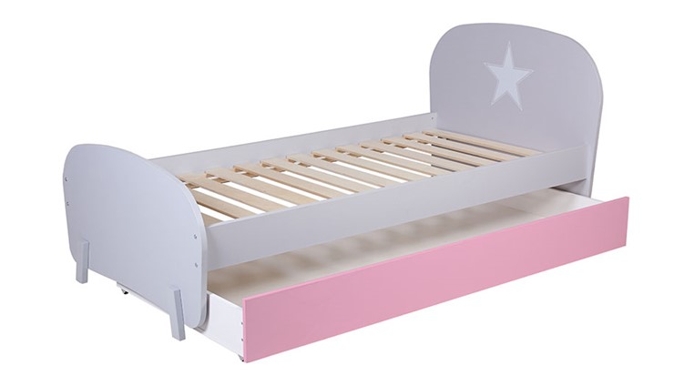 Кровать с ящиком POLINI Kids Mirum 1915 Серый / розовый в Салехарде - изображение 4
