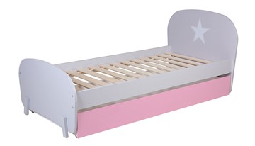 Кровать с ящиком POLINI Kids Mirum 1915 Серый / розовый в Губкинском