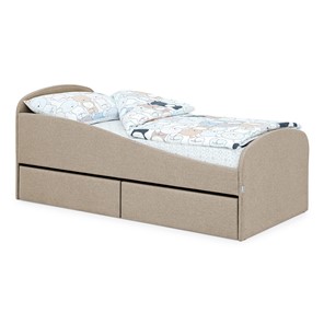 Кровать в детскую с ящиками Letmo 190х80 песочный (рогожка) в Салехарде - предосмотр