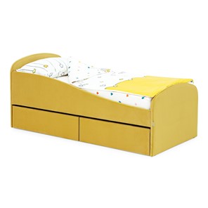 Детская кровать для мальчика с ящиками Letmo 190х80 горчичный (велюр) в Салехарде