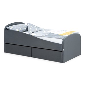 Мягкая кровать с ящиками Letmo 190х80 графит (велюр) в Новом Уренгое