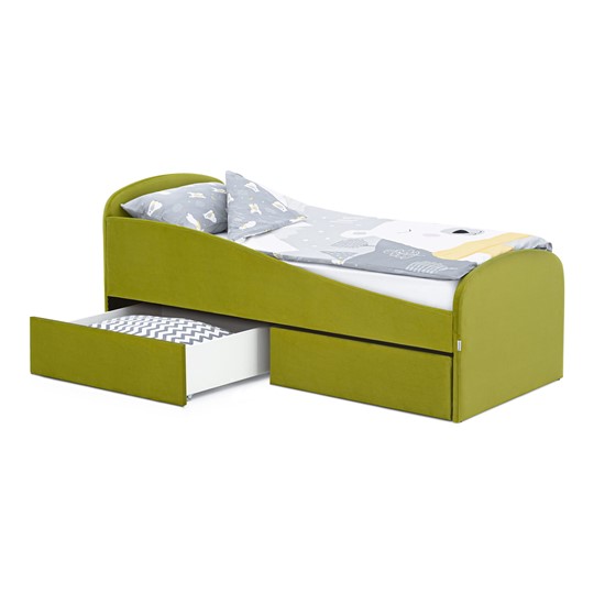 Мягкая кровать с ящиками Letmo 190х80 оливковый (велюр) в Салехарде - изображение 2