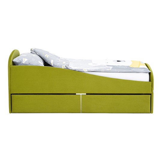 Мягкая кровать с ящиками Letmo 190х80 оливковый (велюр) в Лабытнанги - изображение 3