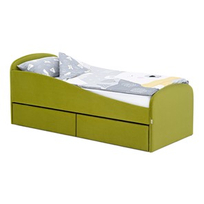 Мягкая кровать с ящиками Letmo 190х80 оливковый (велюр) в Новом Уренгое