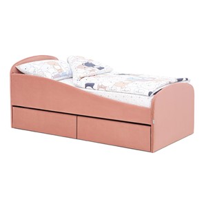 Мягкая кровать с ящиками Letmo 190х80 пудровый (велюр) в Салехарде - предосмотр
