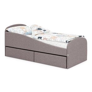 1-спальная детская кровать с ящиками Letmo 190х80 серо-коричневый (рогожка) в Салехарде