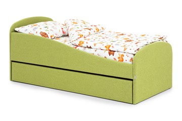 Мягкая кровать с ящиком Letmo авокадо (рогожка) в Муравленко