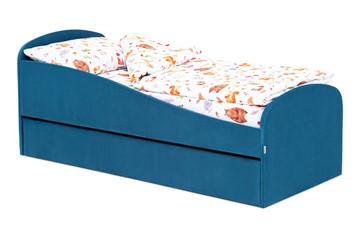 Мягкая кровать с ящиком Letmo морской (велюр) в Губкинском