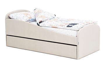 Мягкая кровать с ящиком Letmo ванильный (велюр) в Лабытнанги