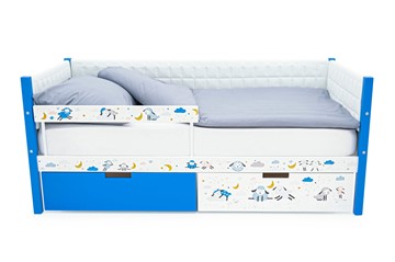 Кровать-тахта в детскую мягкая с фотопечатью, Svogen сине-белый/барашки в Надыме