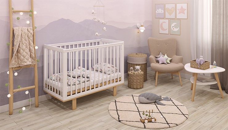 Кровать для новорожденных серия 3400 POLINI Kids Simple 340 Белый / Натуральный в Надыме - изображение 10