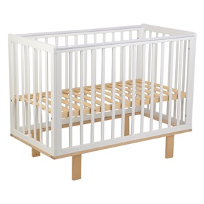 Кровать для новорожденных серия 3400 POLINI Kids Simple 340 Белый / Натуральный в Новом Уренгое