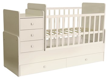 Кровать для новорожденных с комодом POLINI Kids Simple 1100 Слоновая кость в Салехарде