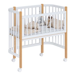 Кроватка детская приставная POLINI Kids Simple 105 Белый / Бук в Надыме - предосмотр