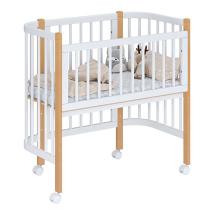Кроватка детская приставная POLINI Kids Simple 105 Белый / Бук в Надыме - изображение