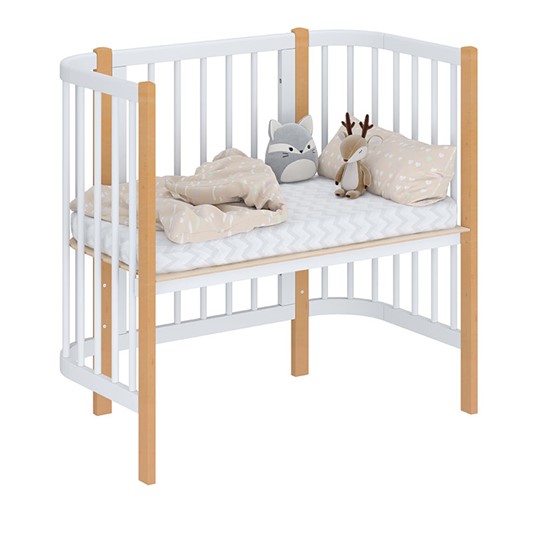 Кроватка детская приставная POLINI Kids Simple 105 Белый / Бук в Надыме - изображение 1