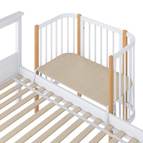 Кроватка детская приставная POLINI Kids Simple 105 Белый / Бук в Надыме - предосмотр 3