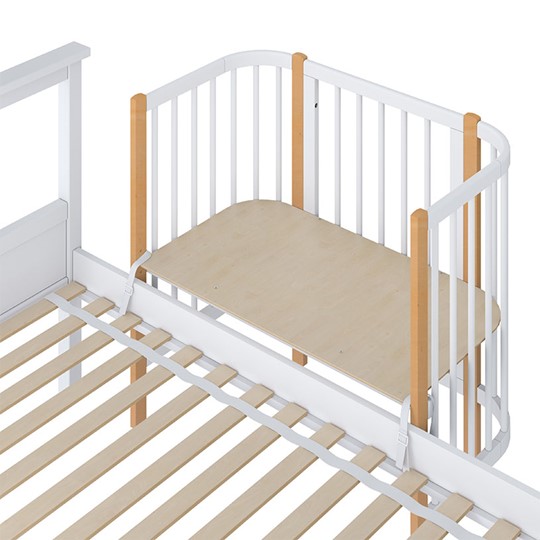 Кроватка детская приставная POLINI Kids Simple 105 Белый / Бук в Надыме - изображение 3