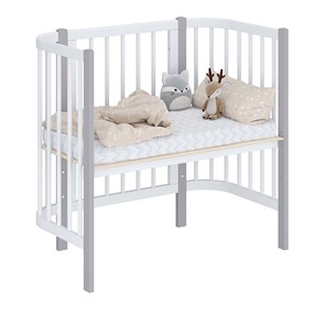 Кроватка приставная POLINI Kids Simple 105 Белый / Серый в Надыме - предосмотр 1