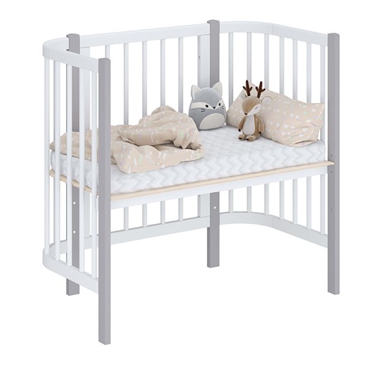 Кроватка приставная POLINI Kids Simple 105 Белый / Серый в Лабытнанги - изображение 1
