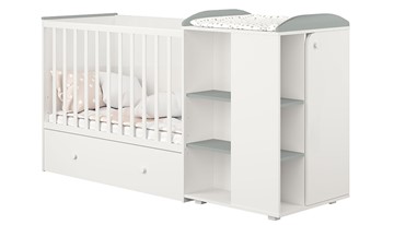 Многофункциональная кровать с комодом POLINI Kids Ameli 800 Белый / Серый, серия AMELI в Салехарде - предосмотр 1