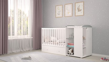Многофункциональная кровать с комодом POLINI Kids Ameli 800 Белый / Серый, серия AMELI в Салехарде - предосмотр 2