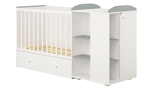 Многофункциональная кровать с комодом POLINI Kids Ameli 800 Белый / Серый, серия AMELI в Губкинском - изображение