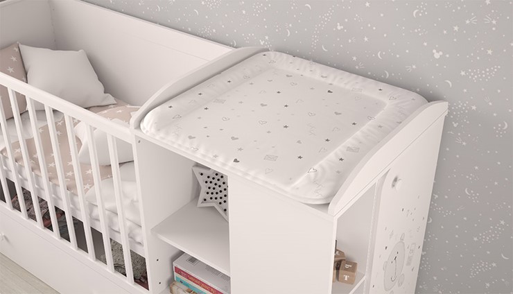 Многофункциональная кровать с комодом POLINI Kids French 800 TEDDY Белый в Салехарде - изображение 5