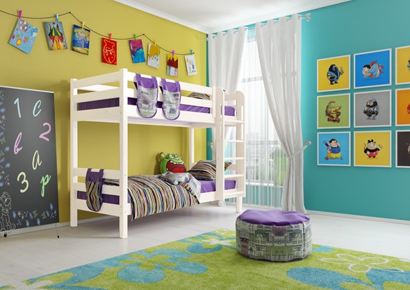 Детская 2-х ярусная кровать Соня, Вариант 9 Белый в Лабытнанги - изображение