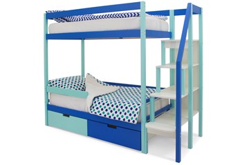 Детская 2-ярусная кровать Svogen мятный-синий в Новом Уренгое