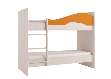 Двухэтажная детская кровать Мая на щитах, корпус Млечный дуб, фасад Оранжевый в Салехарде